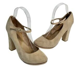 Repetto Heels Women Size 38 Tan Beige Suede Platform Mary Jane Dress Shoes